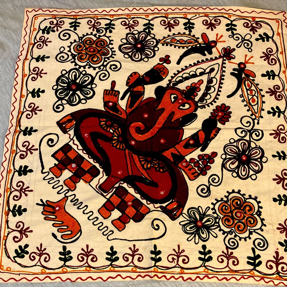 EMBROIDERED Wall Hanging Tapestry Cotton Colorful Elephant Tapestry